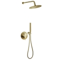 FERRO CIRICULUS zestaw prysznicowy podtynkowy z baterią i deszczownicą złoty szczotkowany