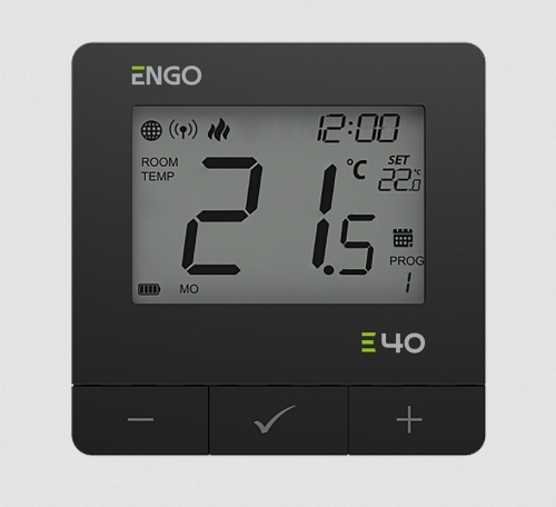 ENGO Regulator temperatury E40-BATB programowalny czarny
