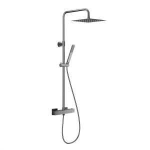 KFA LOGON PREMIUM zestaw prysznicowy z deszczownicą i baterią termostatyczną ścienny gun metal grey