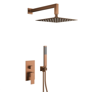KFA LOGON zestaw prysznicowy z baterią i deszczownicą podtynkowy miedź szczotkowana 