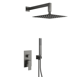 KFA LOGON zestaw prysznicowy podtynkowy z baterią i deszczownicą gun metal grey