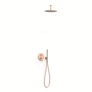 TRES STUDY zestaw prysznicowy podtynkowy z baterią i deszczownicą 24-K różowe matowe złoto