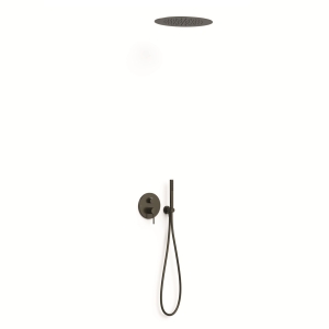 TRES STUDY zestaw prysznicowy podtynkowy z baterią i deszczownicą czarny brąz