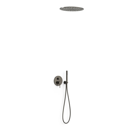 TRES STUDY zestaw natryskowy podtynkowy z baterią i deszczownicą czarny metalizowany