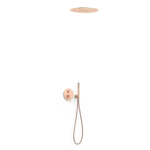 TRES STUDY zestaw prysznicowy podtynkowy z baterią i deszczownicą 24-K różowe matowe złoto