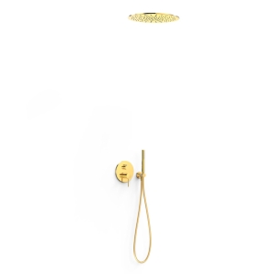 TRES STUDY zestaw prysznicowy podtynkowy z baterią i deszczownicą 24-K złoto