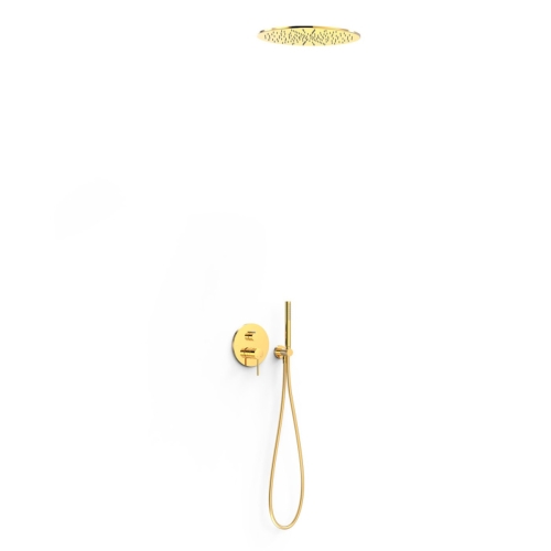 TRES STUDY zestaw natryskowy podtynkowy z baterią i deszczownicą 24-K złoto