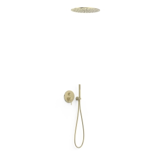 TRES STUDY zestaw prysznicowy podtynkowy z baterią i deszczownicą złoty lava