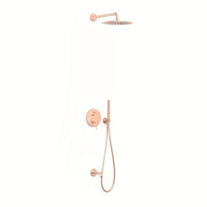 TRES STUDY zestaw wannowo-prysznicowy podtynkowy z baterią i deszczownicą 24-K matowe różowe złoto