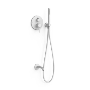 TRES STUDY zestaw wannowo-prysznicowy podtynkowy z baterią i wylewką biały mat