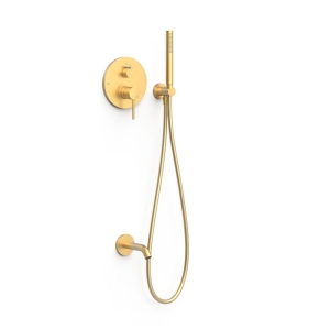 TRES STUDY zestaw wannowo-prysznicowy podtynkowy z baterią i wylewką 24-K matowe złoto