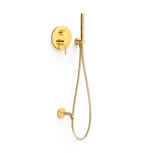 TRES STUDY zestaw wannowo-prysznicowy podtynkowy z baterią i wylewką 24-K złoto