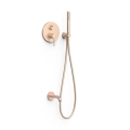 TRES STUDY zestaw wannowo-prysznicowy podtynkowy z baterią i wylewką 24-K matowe różowe złoto