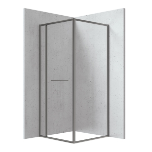 DEANTE BLUR kabina prysznicowa 80x80 cm kwadratowa profil titanium szkło transparentne 