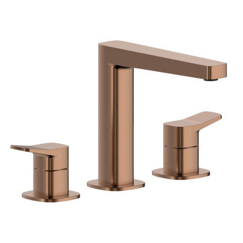 KFA MALAGA bateria umywalkowa stojąca 3-otworowa brushed rose gold