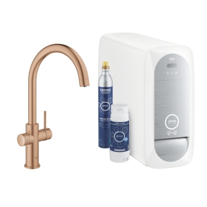 GROHE BLUE HOME bateria kuchenna stojąca wielofunkcyjna z systemem filtrującym brushed warm sunset