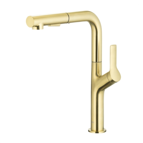 KFA DUERO DESING bateria kuchenna stojąca z wyciąganą wylewką brushed light gold