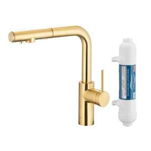 KFA DUERO PURE BASIC pull-out bateria kuchenna stojąca z filtrem HYDRO + brushed light gold