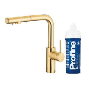 KFA DUERO PURE BASIC pull-out bateria kuchenna stojąca z filtrem PROFINE BLUE S brushed light gold