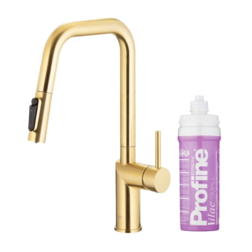 KFA DUERO PURE STYLE pull-out bateria kuchenna stojąca z filtrem PROFINE LILAC S brushed light gold