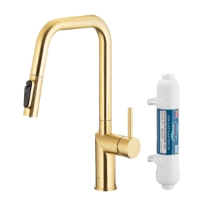 KFA DUERO PURE STYLE pull-out bateria kuchenna stojąca z filtrem HYDRO+ brushed light gold
