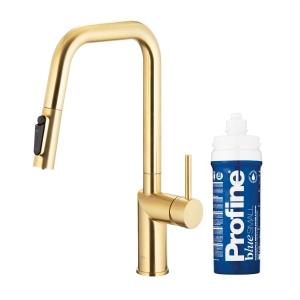 KFA DUERO PURE STYLE pull-out bateria kuchenna stojąca z filtrem PROFINE BLUE S brushed light gold