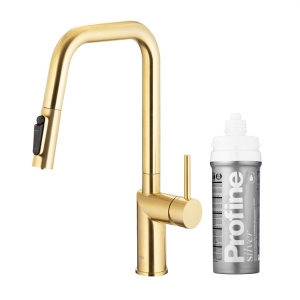 KFA DUERO PURE STYLE pull-out bateria kuchenna stojąca z filtrem PROFINE SILVER S brushed light gold