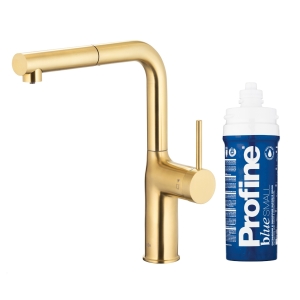 KFA DUERO PURE MOVE pull-out bateria kuchenna stojąca z filtrem PROFINE BLUE S brushed light gold