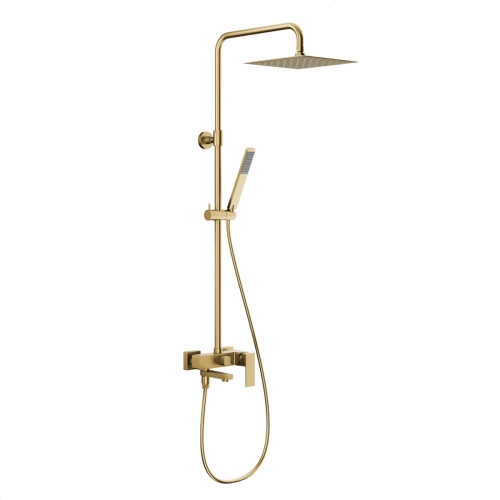 KFA LOGON zestaw wannowo-prysznicowy ścienny z baterą i i deszczownicą brushed light gold