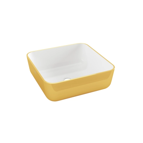 INVENA MALAGA umywalka nablatowa 39 cm biało/złota