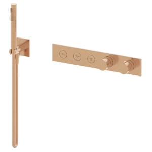 VALVEX Zestaw CANNOLI SATIN COPPERtermostatyczny podtynkowy 3-funkcyjny miedź