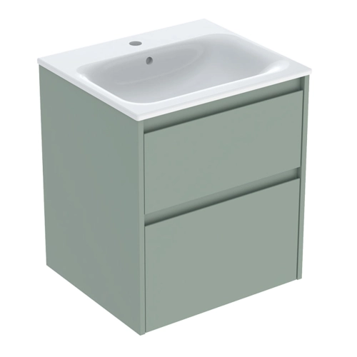 GEBERIT SELNOVA SQUARE zestaw umywalka z szafką 55 cm szałwiowozielony
