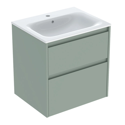 GEBERIT SELNOVA SQUARE zestaw umywalka z szafką 60 cm szałwiowozielony