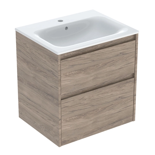 GEBERIT SELNOVA SQUARE zestaw umywalka z szafką 60 cm orzech hickory
