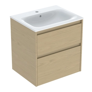GEBERIT SELNOVA SQUARE zestaw umywalka z szafką 60 cm dąb naturalny