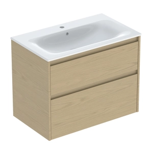 GEBERIT SELNOVA SQUARE zestaw umywalka z szafką 80 cm dąb naturalny