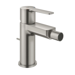 GROHE LINEARE bateria bidetowa stojąca z zestawem odpływowym Pop-up stal szczotkowana
