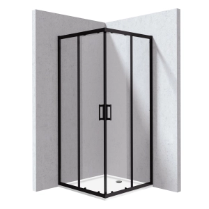 DEANTE FUNKIA EVO zestaw kabina prysznicowa 90x90 cm kwadratowa z brodzikiem akrylowym profil nero szkło transparentne