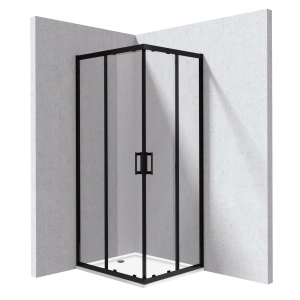 DEANTE FUNKIA EVO zestaw kabina prysznicowa 80x90 cm prostokątna z brodzikiem akrylowym profil titanium szkło transparentne