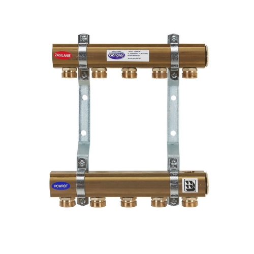 GORGIEL rozdzielacz mosiężny 1" z nyplami 4-drogowy