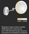 STELLA okrągłe lusterko kosmetyczne powiększające z podświetleniem LED barwa ciepła/zimna chrom