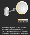 STELLA okrągłe lusterko kosmetyczne powiększajace z podświetleniem LED barwa ciepła/zimna czarny mat