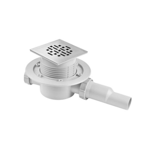 MCALPINE SUN wpust podłogowy z kratą kwadratową i zaworem 115x115