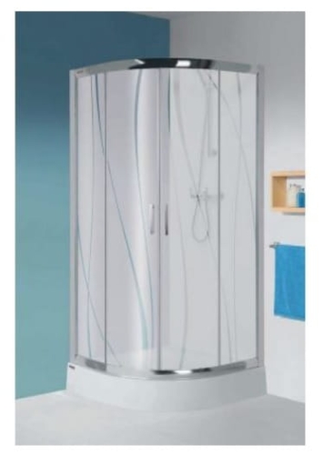 SANPLAST KP4/TX5 100 kabina półokrągła z brodzikiem, szkło sitodruk W15