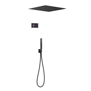 TRES SHOWER TECHNOLOGY zestaw natryskowy z baterią i deszczownicą, czarny