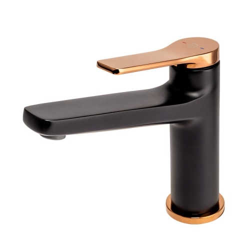 FDESIGN SEPPIA bateria umywalkowa stojąca czarna/złoto