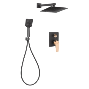 INVENA MIDNIGHT TREND zestaw natryskowy podtynkowy z deszczownicą, czarny