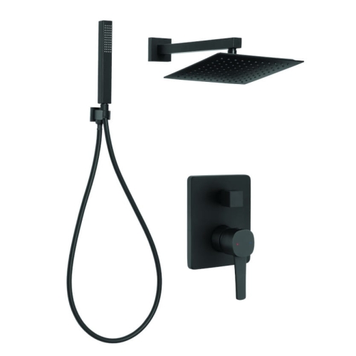INVENA GLAMOUR zestaw natryskowy podtynkowy z deszczownicą, czarny