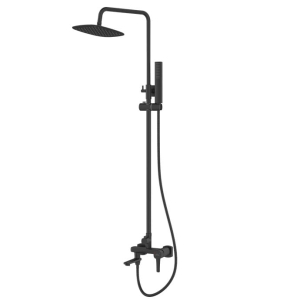 INVENA GLAMOUR zestaw natryskowy z deszczownicą i baterią, czarny