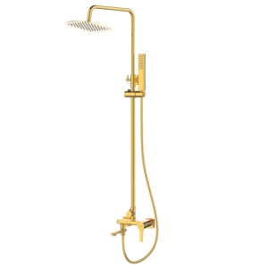 INVENA GLAMOUR zestaw natryskowy z deszczownicą i baterią, złoty